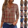Women's T Shirt Tee Printed Button 3/4 Sleeve Tunic Daily Weekend Fashion Basic V- Neck Regular Top