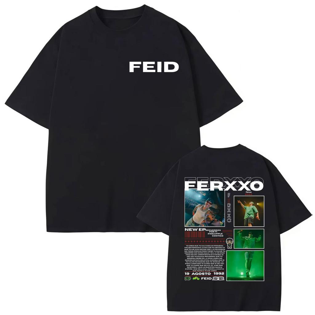 Футболка с мерчем альбома рэпера Feid Ferxxo Мужская Женская Мода Y2k Футболки с коротким рукавом Хлопковые Оверсайз Футболки