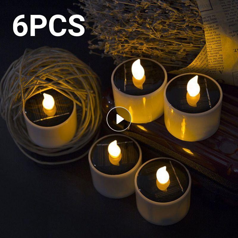 Мерцающие свечи, беспламенные перезаряжаемые светодиодные лампы, солнечные свечи, чайные лампы для спальни, гостиной, дома, бара, украшения на Хэллоуин