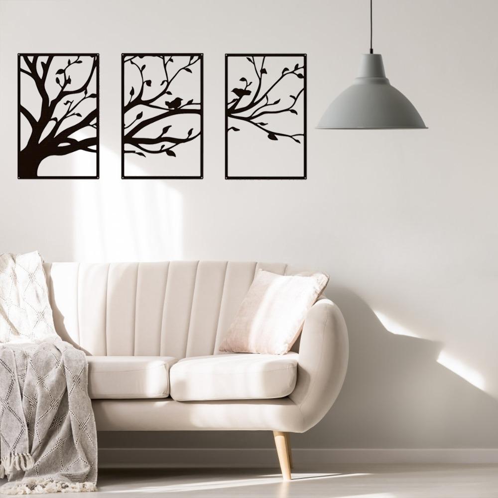 3 шт./набор Металлическое настенное искусство Древо Жизни - Декор ветвей для украшения стен гостиной и офиса