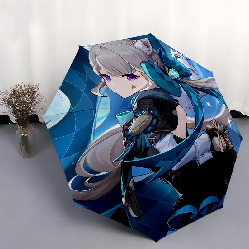 Anime Character, Fantasy Art Automatic Opening and Closing, 8 rib Structure Portable Umbrella, Suitable for Men and Women in All Seasons Pe