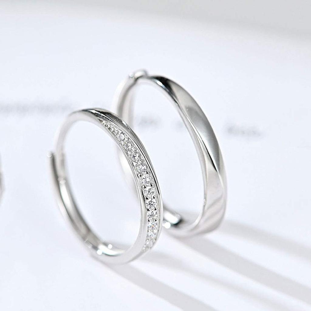 Rockyu Парный набор из 2 популярных колец свободного размера из серебра 925 пробы. Набор колец с цирконием и бриллиантом. Помолвочное кольцо. Кольцо из стерлингового серебра. Регулируемый размер. Модное.