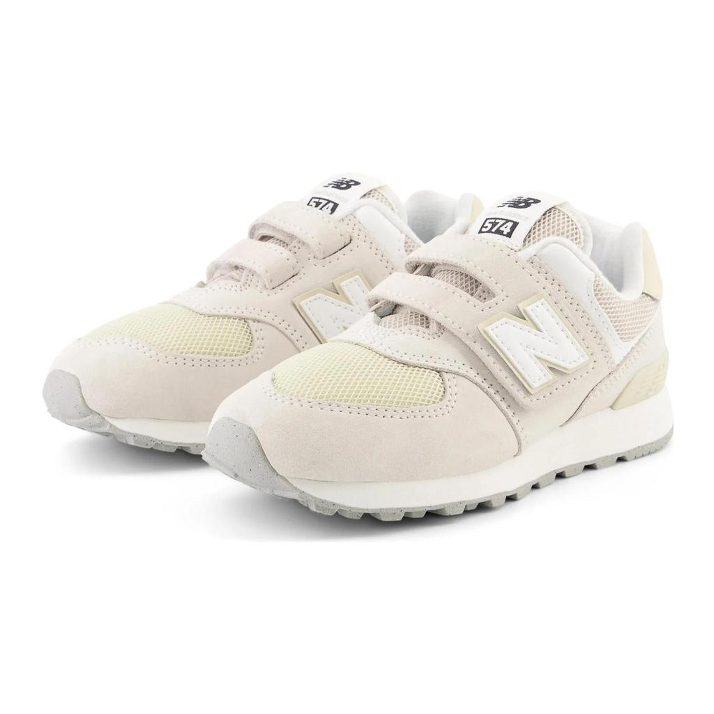 New Balance NB 574 Удобные Амортизация от ударов Ноги Устойчивые к истиранию Низкие Детские Беговые Кроссовки Бежевый Серый Белый PV574FOG