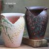 Retro Purple Clay Succulent Planter with Cutout Flower Design