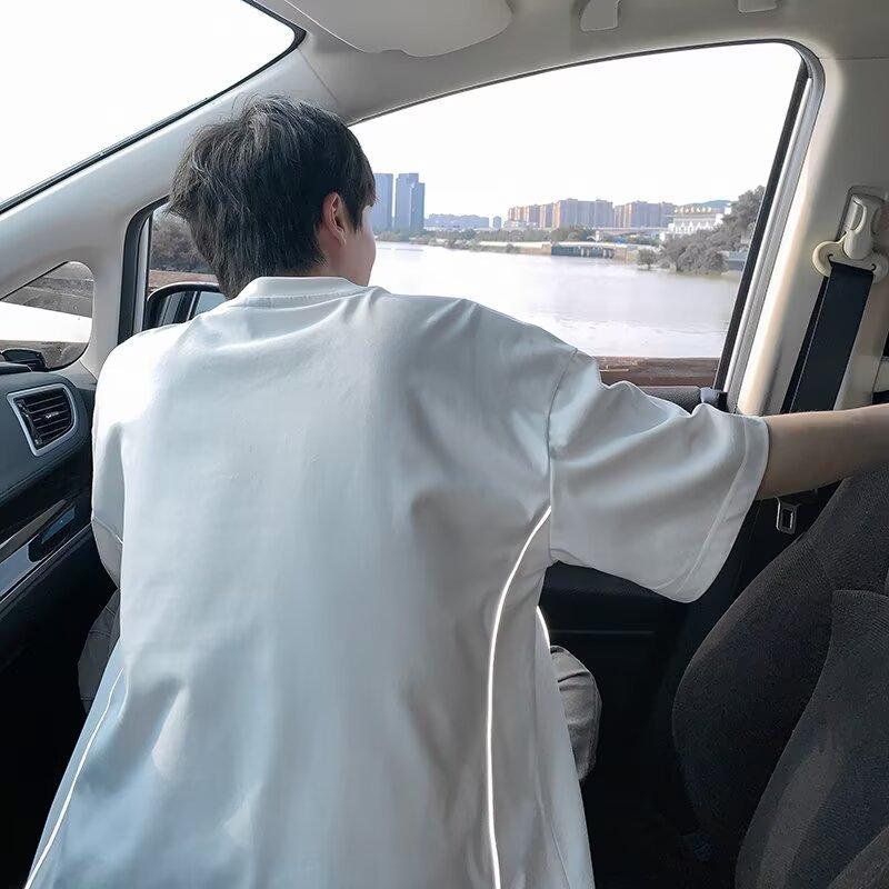 Design-sensual Short-sleeved Men's Summer American Striped Loose T-shirt High Street Versatile Casual Shirt