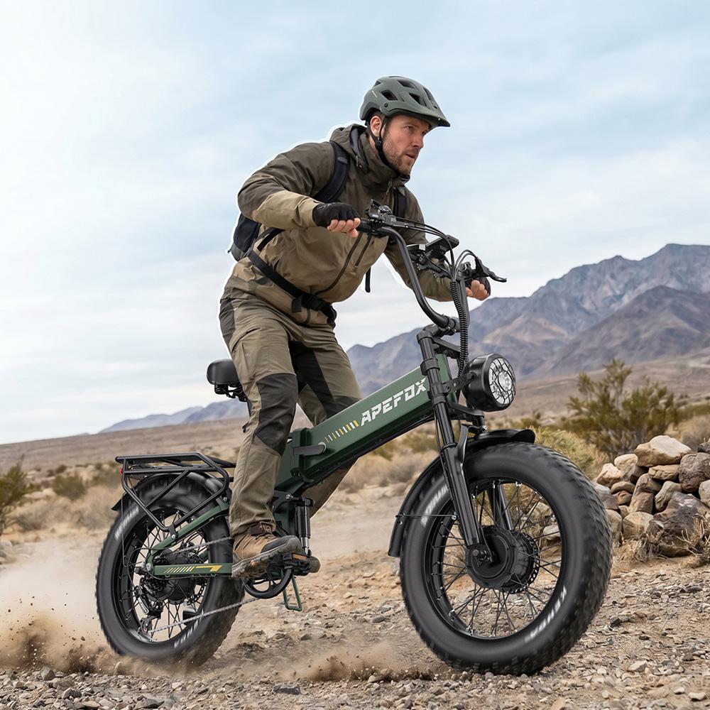 Electric Bicycle Foldable Apefox Rh20 750Wx2 Motor 20"x4.0" Tire 7 Speed All Terrain Adult Electric Bike 48V 22.5Ah Dual Hydraulic Brakes
