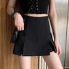 Летняя женская черная юбка-кюлоты А-силуэта с разрезом и высокой посадкой - Легко зрелый облегающий бедра стиль