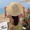 Foldable Straw Hat Wide Brim Panama Hat Women Fashion Sun Hat  For Beach Holiday Vacation
