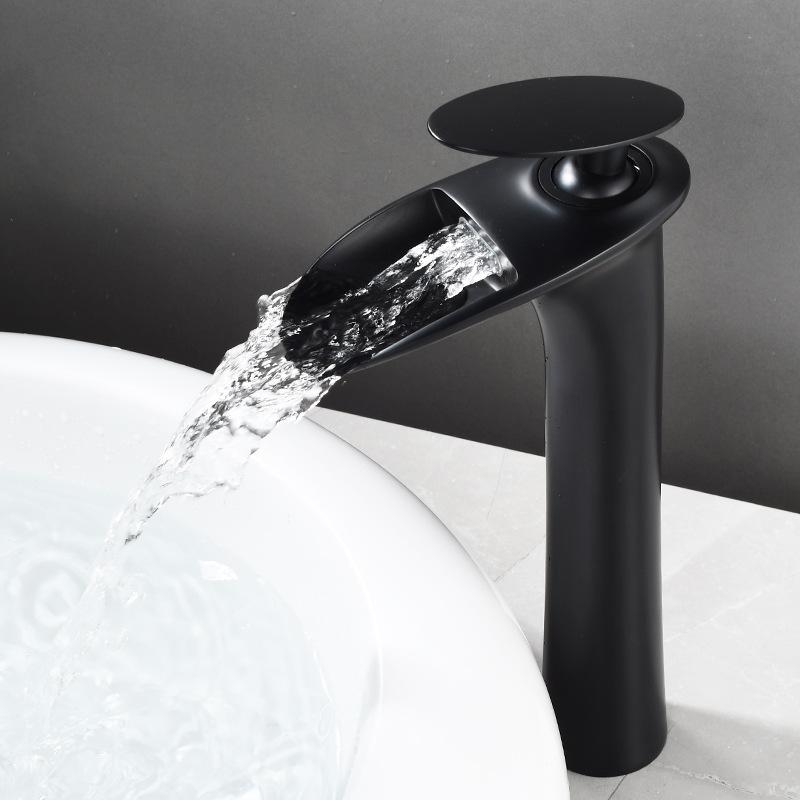 Basin Faucets Waterfall Bathroom Faucet Single Handle Basin Mixer Tap Bath Antique Faucet Brass Sink Water Crane Silver