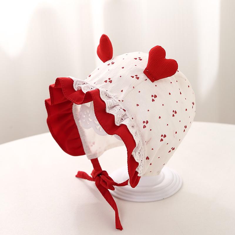 Шляпа для девочки с цветочным принтом, кружевной отделкой и защитой ушей для весны/лета