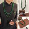 Emerald Green Peace Buckle Tassel Necklace - Light Luxury Sweater Necklace for Women