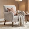 Lounge Chair, 1-Seater Sofa, High Backrest, Linen Fabric, Rubberwood Legs, Grey