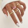 2023 розовое кольцо с драгоценными камнями, элегантное золотое роскошное блестящее гламурное женское летнее кольцо с простым аксессуаром, комплект колец с баской