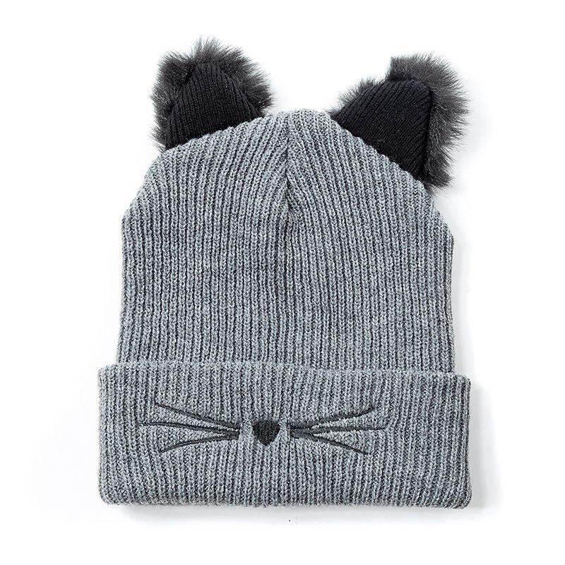 Fashion Cat Ear Women Hat Acrylic Knitted Hat Warm Winter Hat For Women High Quality Bonnet Hat