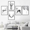 Geometric Stag Deer Black & Grey Posters and Prints Canvas Painting Wall Picture Scandinavian Nordic Wall Art Home Decotation