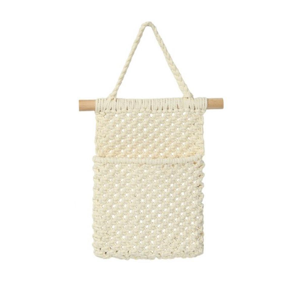 Wall Mount Wall Hanging Storage Net Bag Hand Woven Key Phone Hanging Pouch Small Space