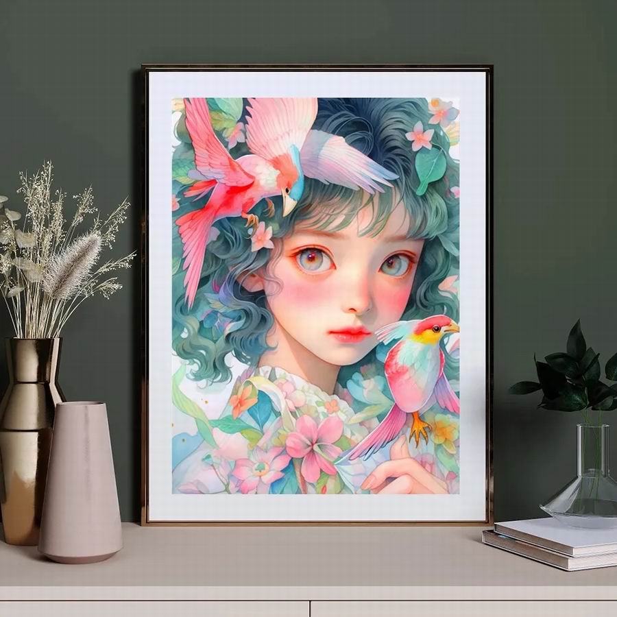 Алмазная картина с изображением девушки из мультфильма, новые поступления, Diy, полная квадратная круглая дрель, стразы, вышивка, цветы и птицы, мозаика, наборы для вышивки крестом, декор стен