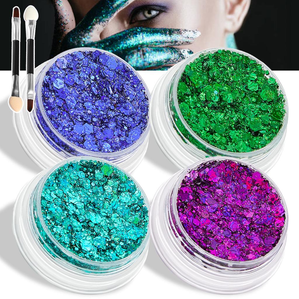 Popular Sequins Gel Glitter Gel Body Facial Hair Eye Stage Makeup Highlight Powder Sequins