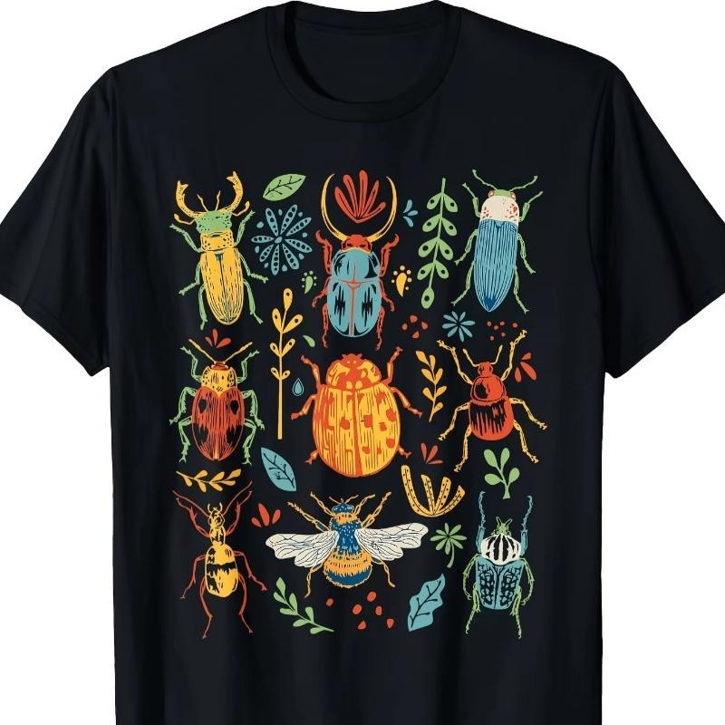 Entomologist Printed Tshirt Insect Beetle Collector Casual Crew Neck Shirt Soft Comfortable Street Hiphop Short Y2k Clothes Top