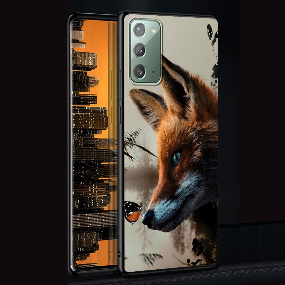 Animal Cute The Fox Case for Samsung Galaxy Note 20 Ultra 8 10 Lite 9 TPU Phone Cover Note 10 Plus Black Soft Shell Funda Capa