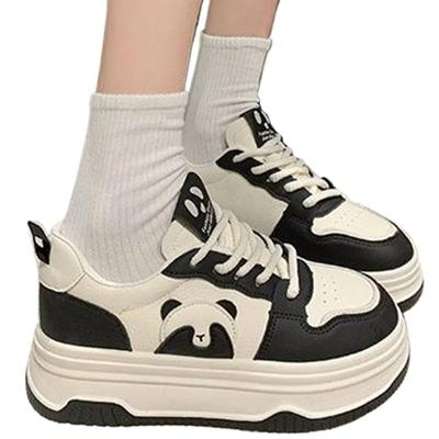 Кроссовки цвета хаки женские 2024 года, спортивная обувь на платформе, кроссовки, женская мода, повседневная обувь из искусственной кожи, милые кроссовки с пандой