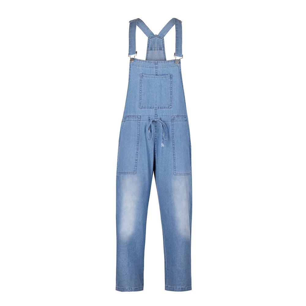 Fashion Women Ladies Baggy Denim Jeans Bib Full Length Pinafore Dungaree Overall Solid Loose Causal Jumpsuit Pants