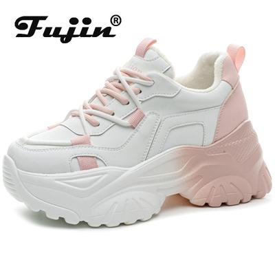 Козной 6,5 см натуральная кожа женская платформа танкетка модные туфли на шнуровке вулканизированные зимние плюшевые массивные кроссовки женская мода