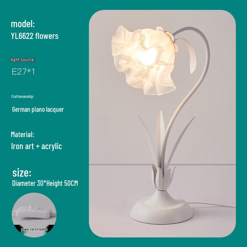 Romantic Pastoral Flower Bedside Lamp for Cozy Bedroom Atmosphere