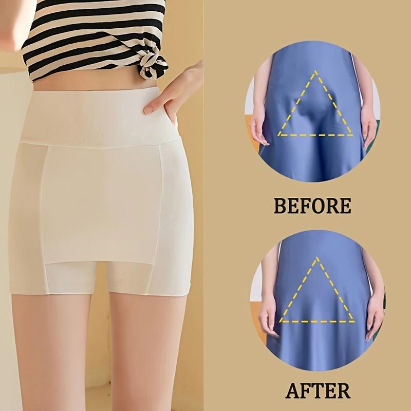 Двухслойные защитные трусики для девочек и женщин, защитные шорты из ледяного шелка с высокой талией под юбками, летнее платье, нижнее белье