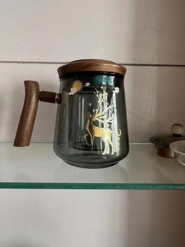 Walnut Wood Handle Glass Tea Infuser Set