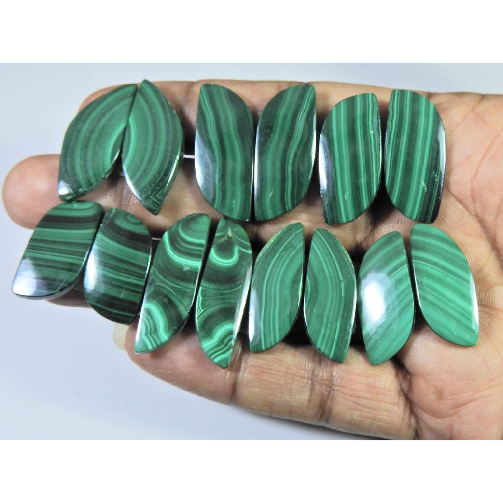 Натуральный Малахит Пара Кабошонов Фантазийная Форма Россыпной Самоцвет 07 Пара Партия C-872