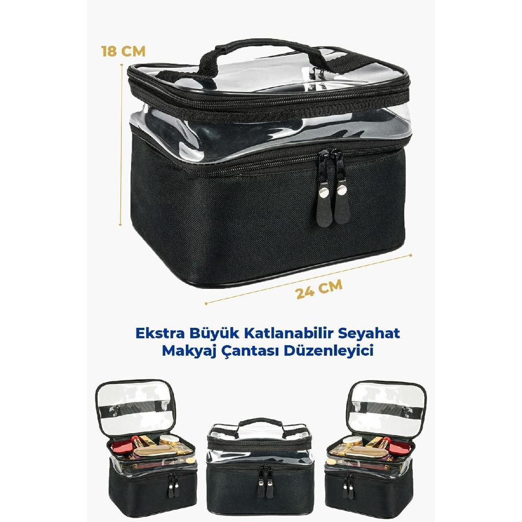 Женская косметичка с двумя большими отделениями, складной органайзер для путешествий, косметичка с вешалкой