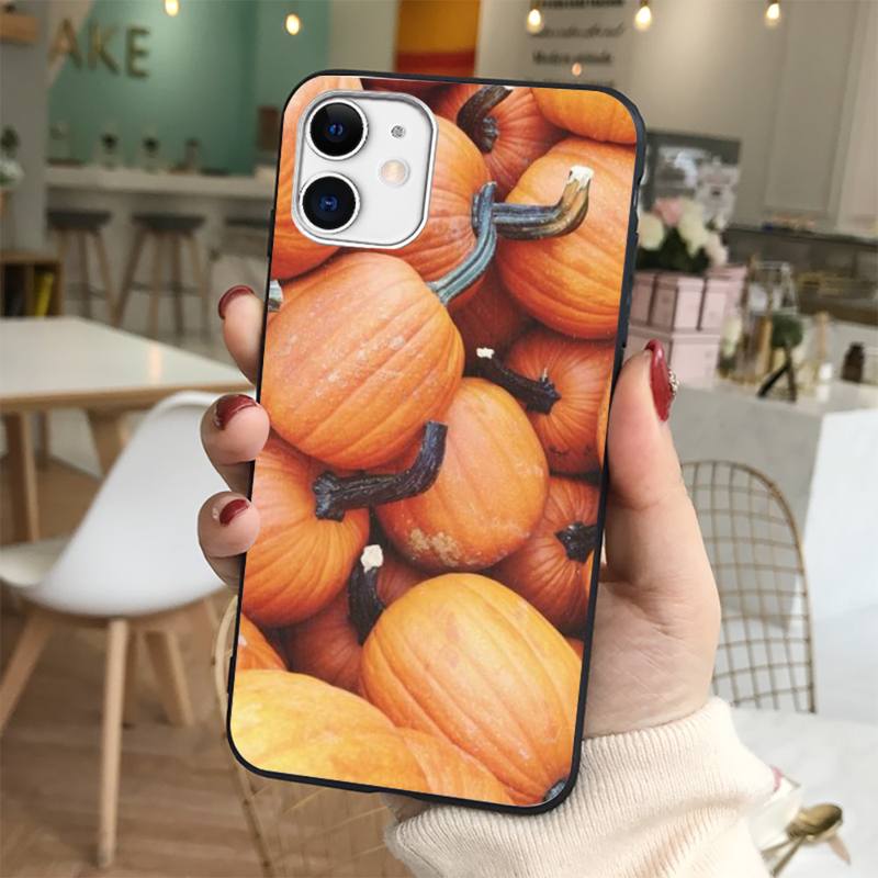 Pumpkin happy autumn fall leaves Phone Case for iphone 13 8 7 6 6S Plus X 5S SE 2020 XR 11 12 mini pro XS MAX
