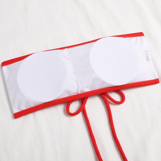 2Pcs/Set Back Lace-up Solid Color Bikini Set Two Pieces Bandeau Bra