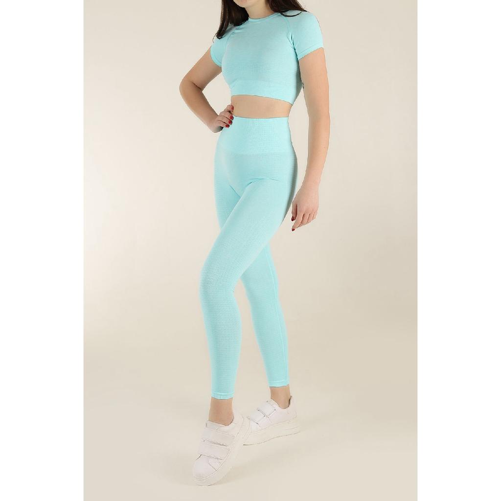 Комплект спортивных колготок меланжевого цвета с короткими рукавами