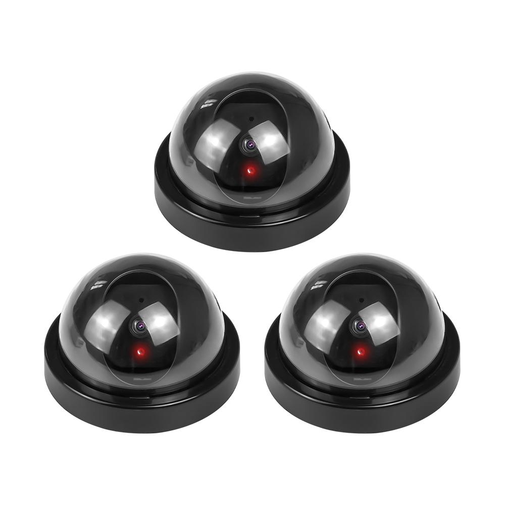 1 шт. Муляж камеры с красным светодиодом, Работает от батареек, Не требует проводки, Поддельная купольная камера безопасности для помещений и улицы
