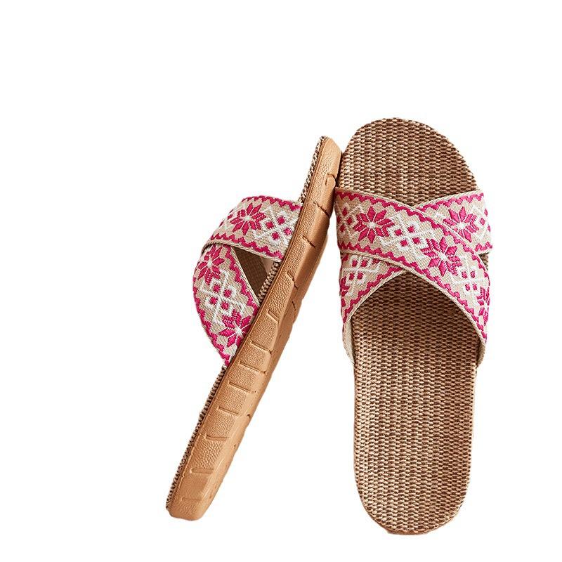 Женские льняные тапочки для дома с противоскользящим покрытием, бесплатная доставка, круглогодичные дезодорирующие тапочки для пар