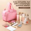 Solid Color Handheld Cosmetic Bag Nylon Make Up Pouch Bag Wash Bag Portable Toiletry Bag  Storage