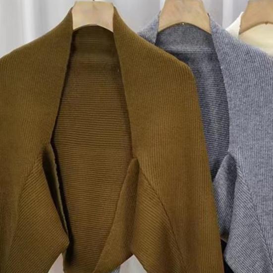 Женский вязаный кардиган-шаль свободного кроя с рукавами «летучая мышь», однотонное вязаное пальто короткого стиля, шаль-пальто для осени и зимы