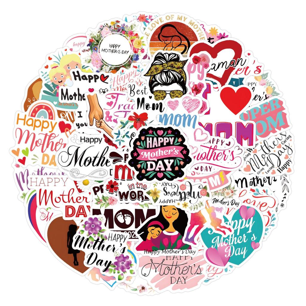 55 Mother's Day Graffiti Stickers for Notebook, Luggage, and Planner Decoration