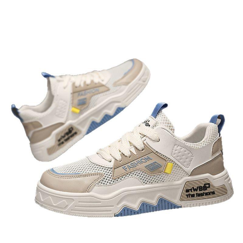 Men's Shoes Summer New Breathable Mesh Thin Men's Trend Versatile Sports Fashion Platform Flat Heel Casual Board Shoes