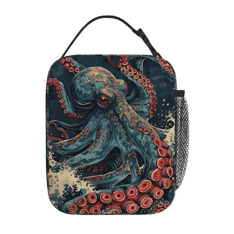 Octopus Insulated Lunch Bag Reusable Portable Oxford Thermal Cooler Food Box Bento Tote Bag for School Work Beach Picnic