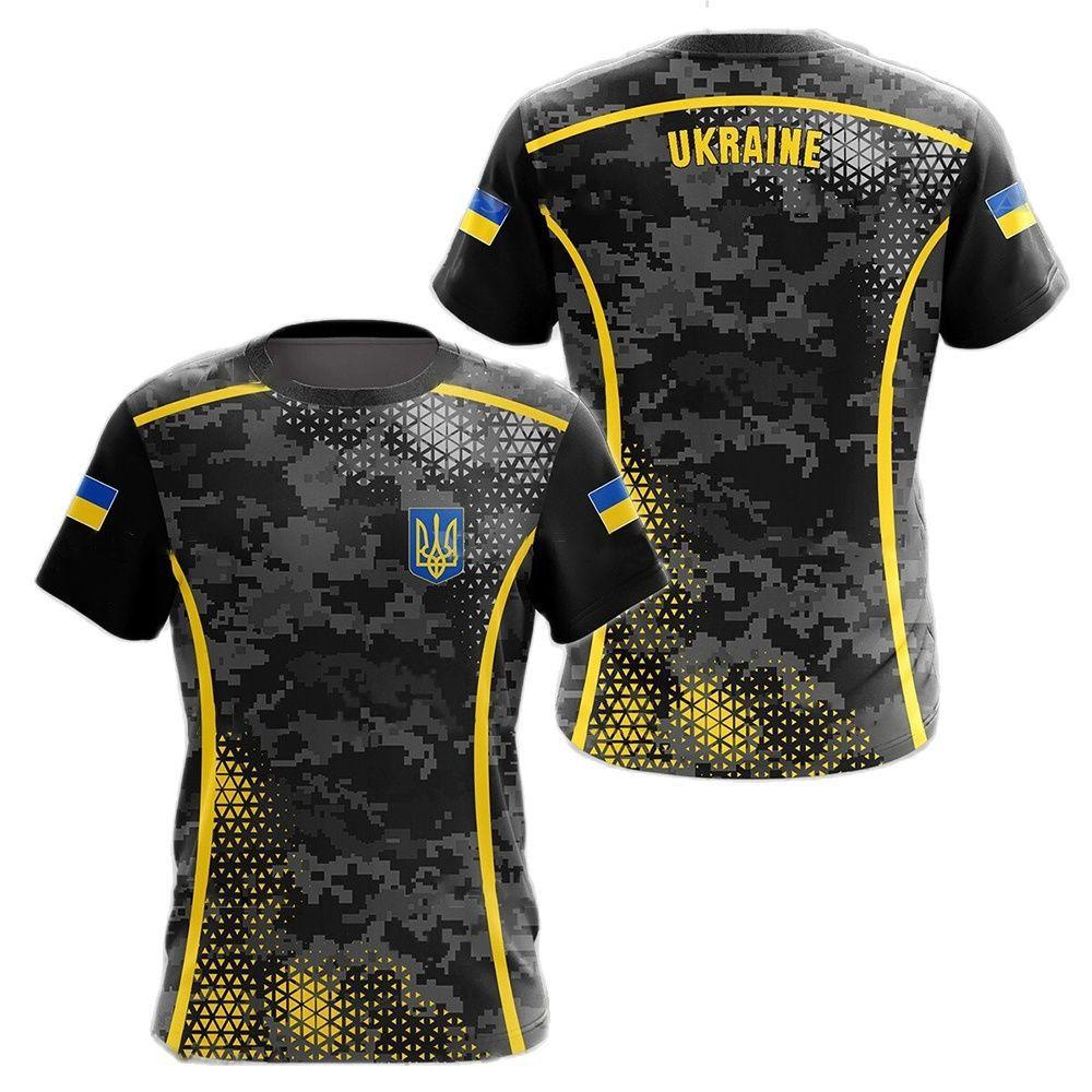 Ukraine Flag Camo Printed 3D T-shirt Summer Ukrainian Veterans Training Clothes Personality Teenage Short Sleeved O-neck Top