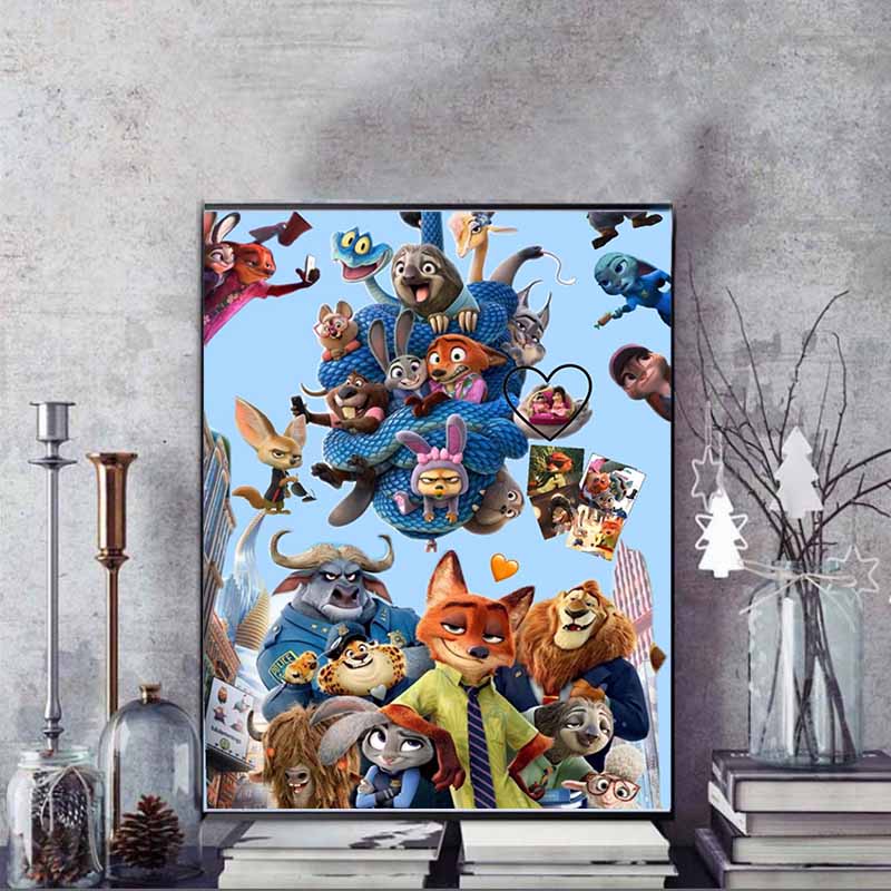 Disney 5D DIY Алмазная мозаика Зверополис Иллюстрации главных героев Вышитая мозаика Крестик Декор для дома Подарки Поделки