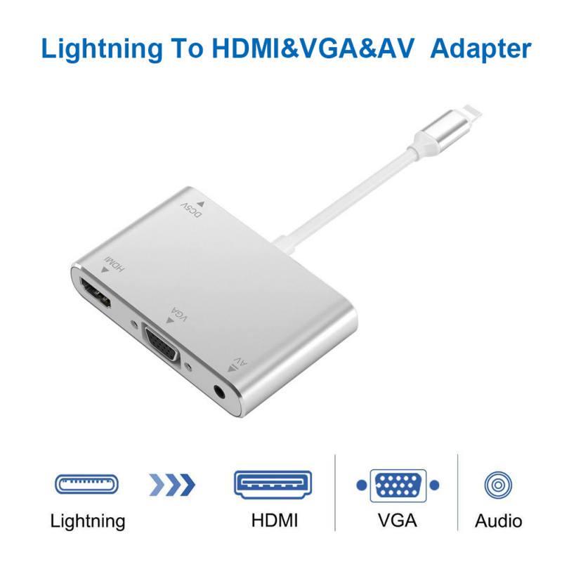 Конвертер для Lightning в HDMI VGA AV Jack аудио ТВ адаптер кабель для iPhone X iPhone 8 7 7 Plus 6