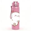 1PC Simple White Ghost Cute Cartoon Print 750ml Color Plastic Sports Water Bottle Leakproof Flip Straw Lid Suitable for Sports Office Home Use