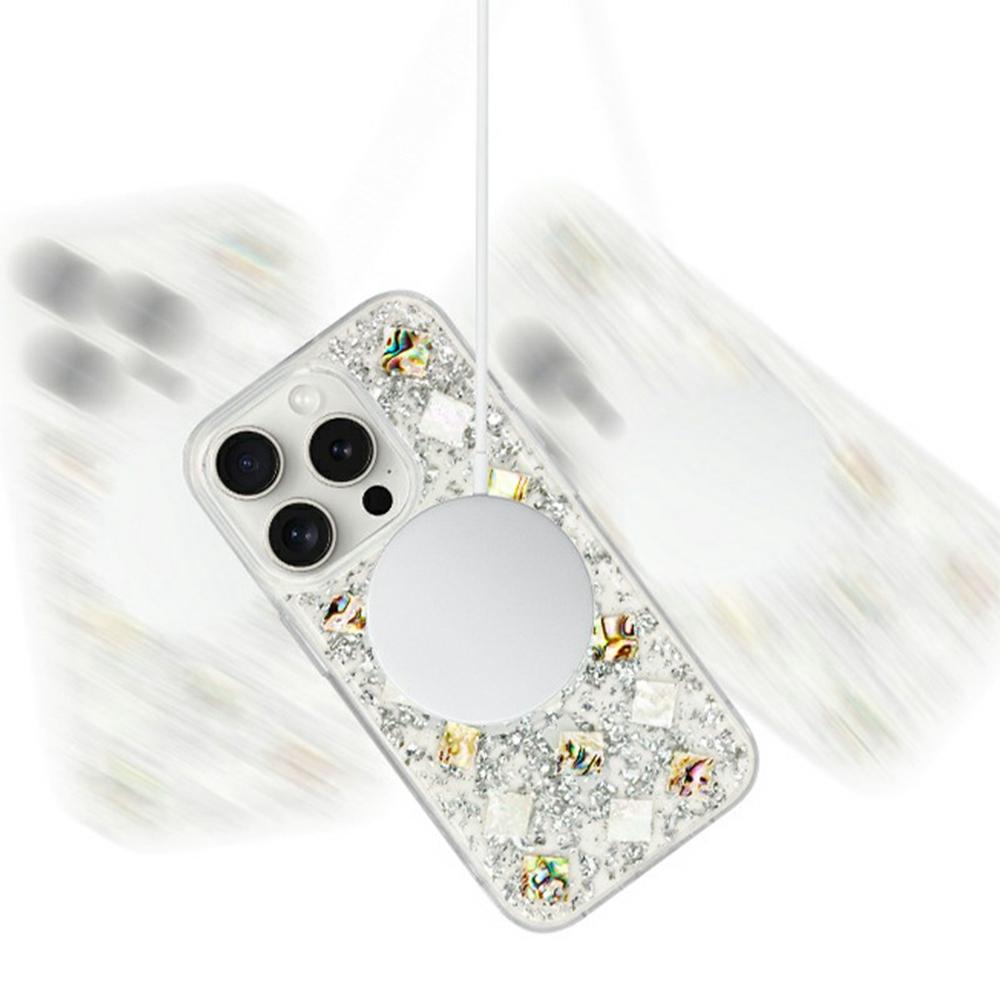 KZDOO Mag Flash Series for iPhone 16 Pro Case Compatible with MagSafe Seashell Shining TPU+PC Phone Cover
