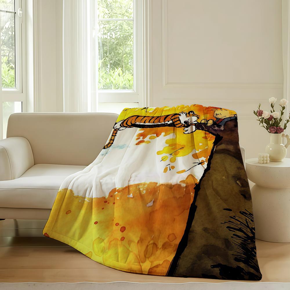 Cartoon cute C-Calvin and H-hobbes Blanket For Sofa Office Bed Plane Travel Sleep Read Relax Camping Soft And Warm