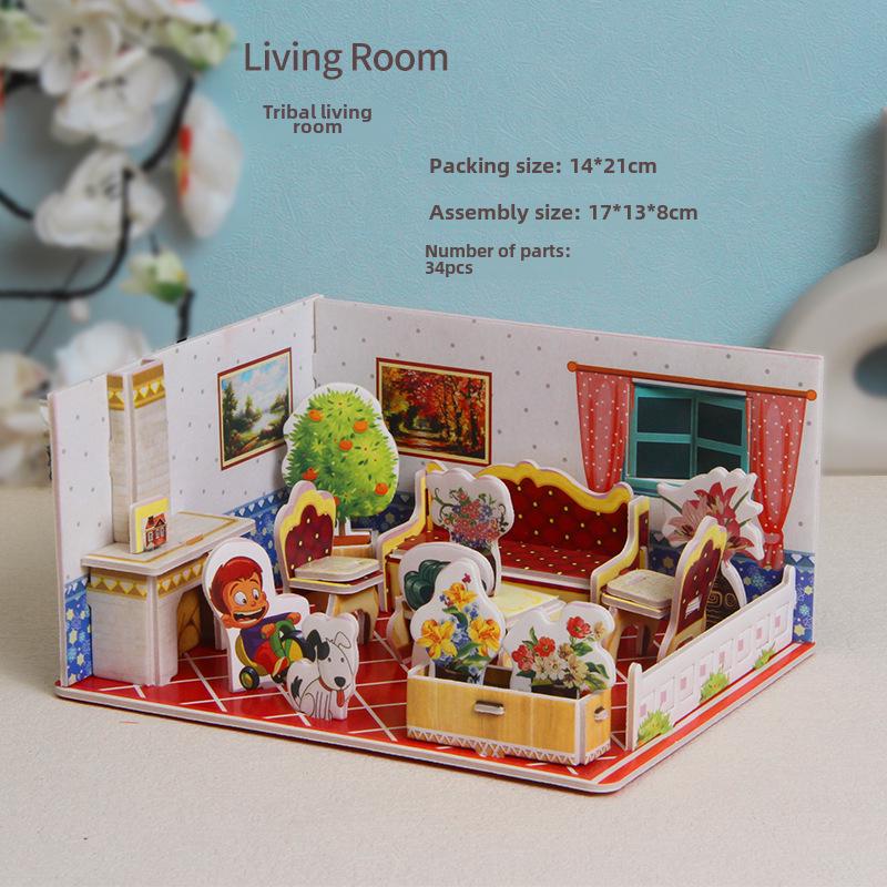 Бумажный 3D-пазл «Домик для детей» ручной работы — развивающая игрушка для девочек