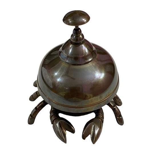 Brass Vintage Desk Bell  Crab Shape Bell, Antique Finish, Loud and Clear, Call Ringing Bell for Home, Office, Reception, Counter, Hospital